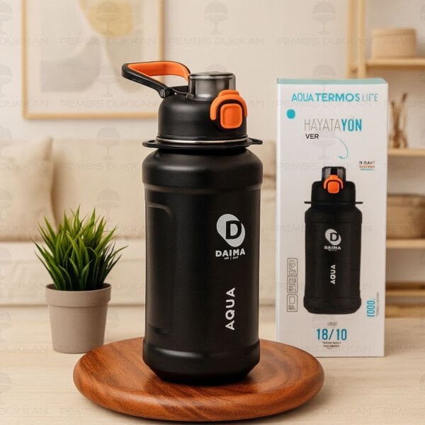 DAIMA AQUA 1000 ML SİYAH TERMOS & MATARA