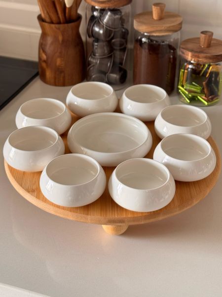 Vento Masa Ortası Bambu Standlı, Reçellik Kombin Set 5 (1092)