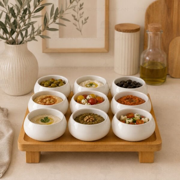 VENTO MASA ORTASI BAMBU STANDLI, REÇELLİK KOMBİN SET 6 (8B71)