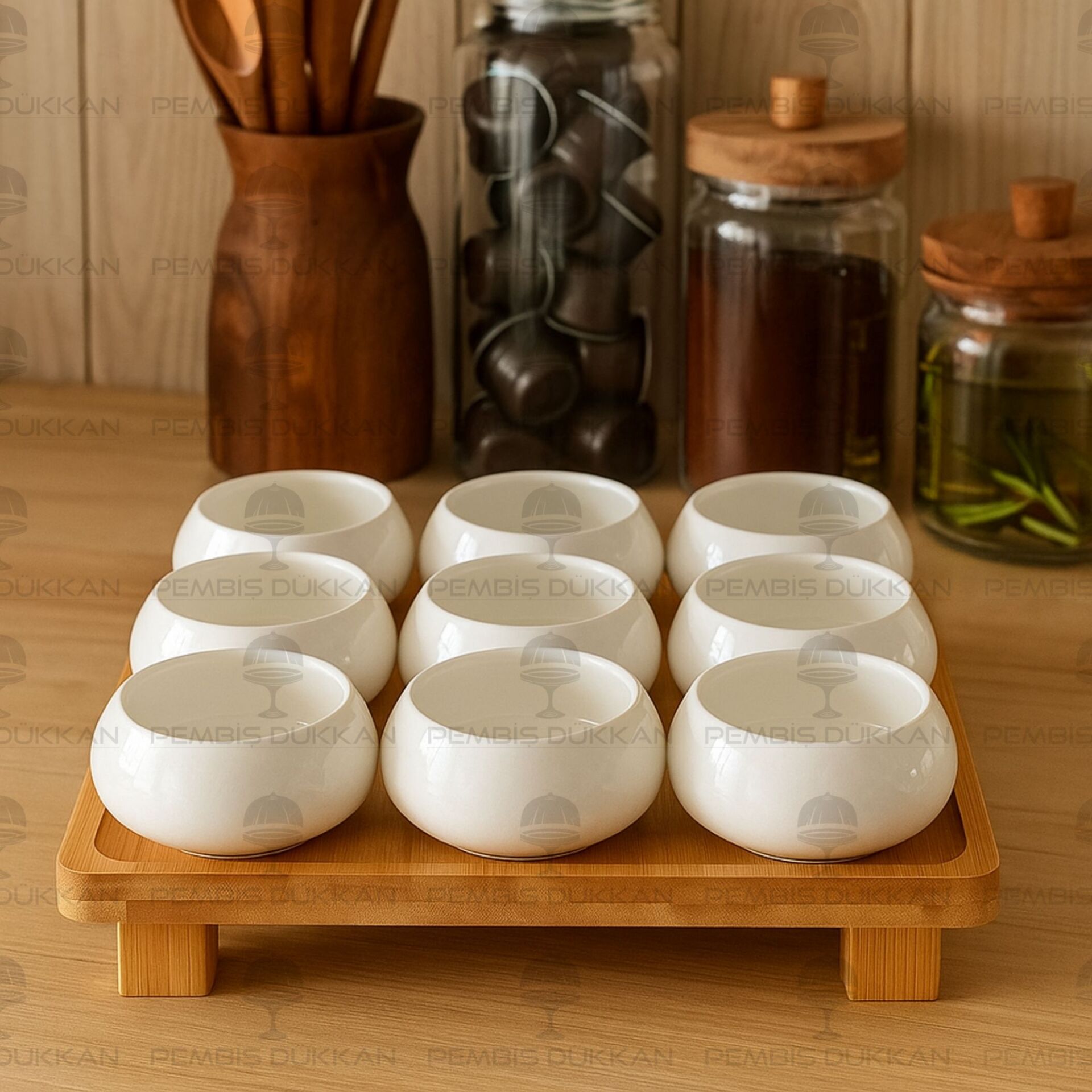 VENTO MASA ORTASI BAMBU STANDLI, REÇELLİK KOMBİN SET 6 (8B71)