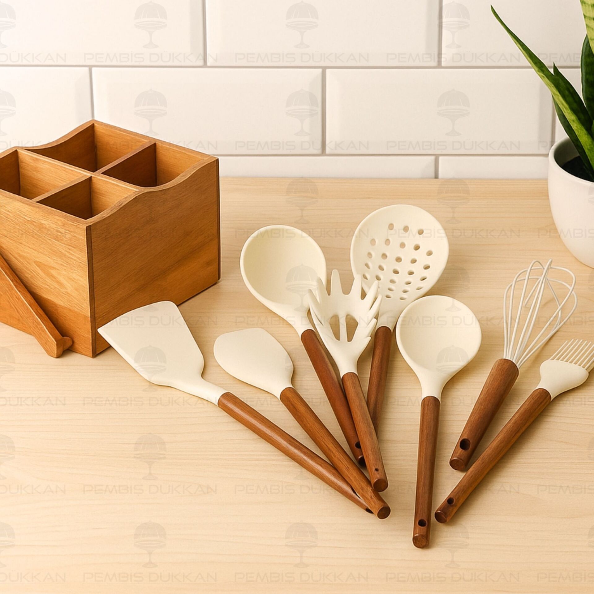 9LU AKASYA SAPLI KREM SİLİKON KOMBİN SET