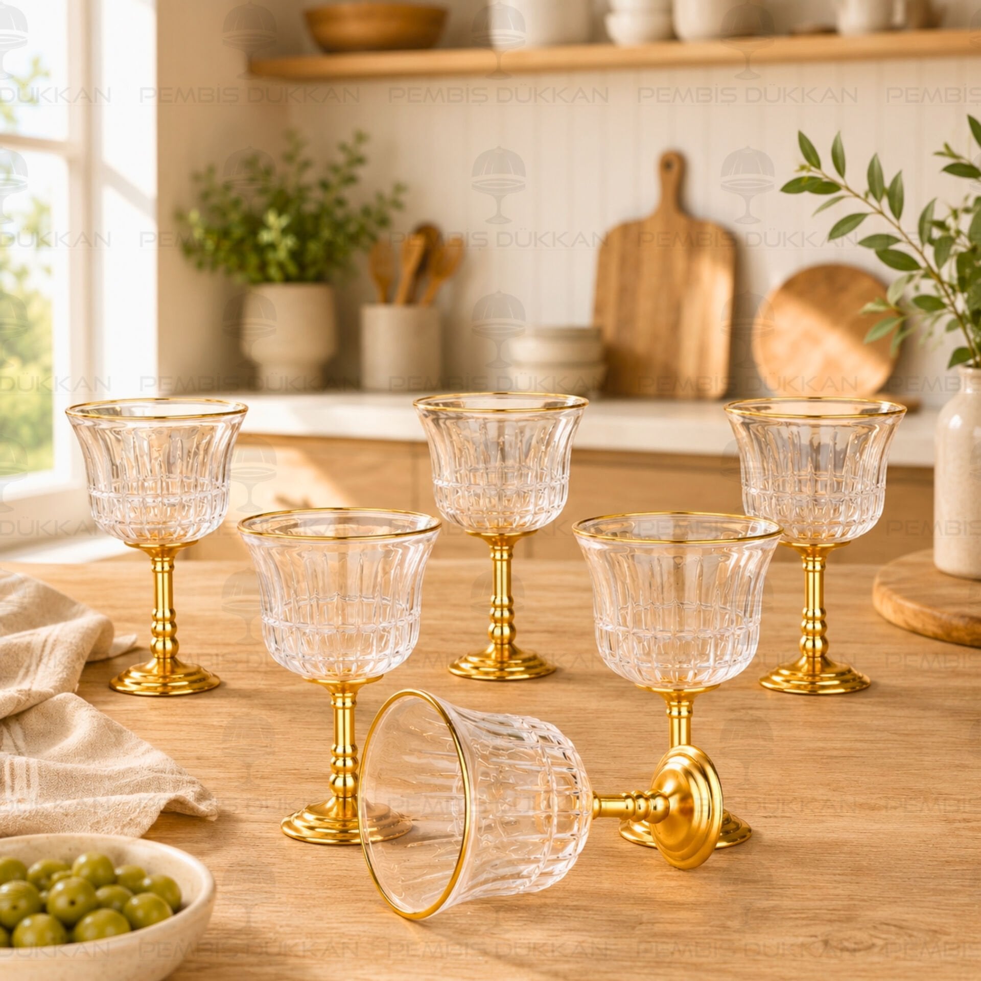 GOLD AYAKLI SADE 6 KİŞİLİK KAHVE YANI KADEH