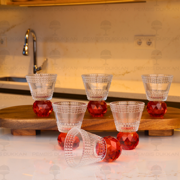 KRİSTAL 6 KİŞİLİK TURUNCU KAHVE YANI KADEH