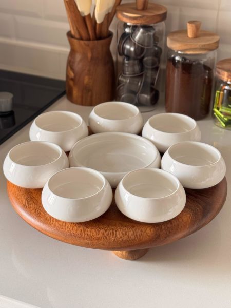 Vento Masa Ortası Akasya Standlı, Reçellik Kombin Set 8 (Aks142)