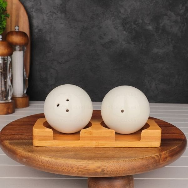 PAÇİ GRANCE 2Lİ BAMBU STANDLI TUZLUK SET