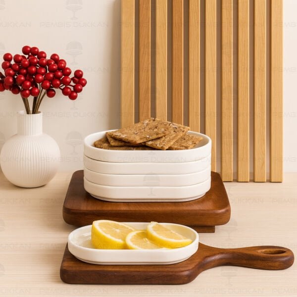 3 ADET VALENTE OVAL PORSELEN DÜZ KAHVALTILIK KASE (POR1913)