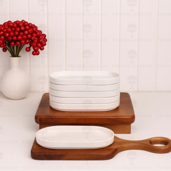 3 ADET VALENTE OVAL PORSELEN DÜZ KAHVALTILIK KASE (23-102-6.75)