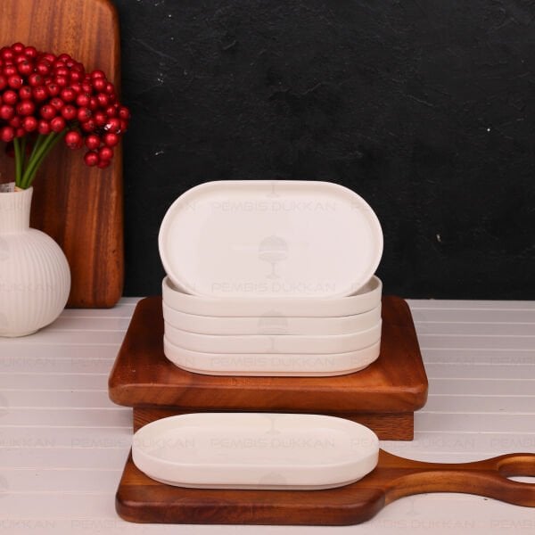 3 ADET VALENTE OVAL PORSELEN DÜZ KAHVALTILIK KASE (23-102-6.75)