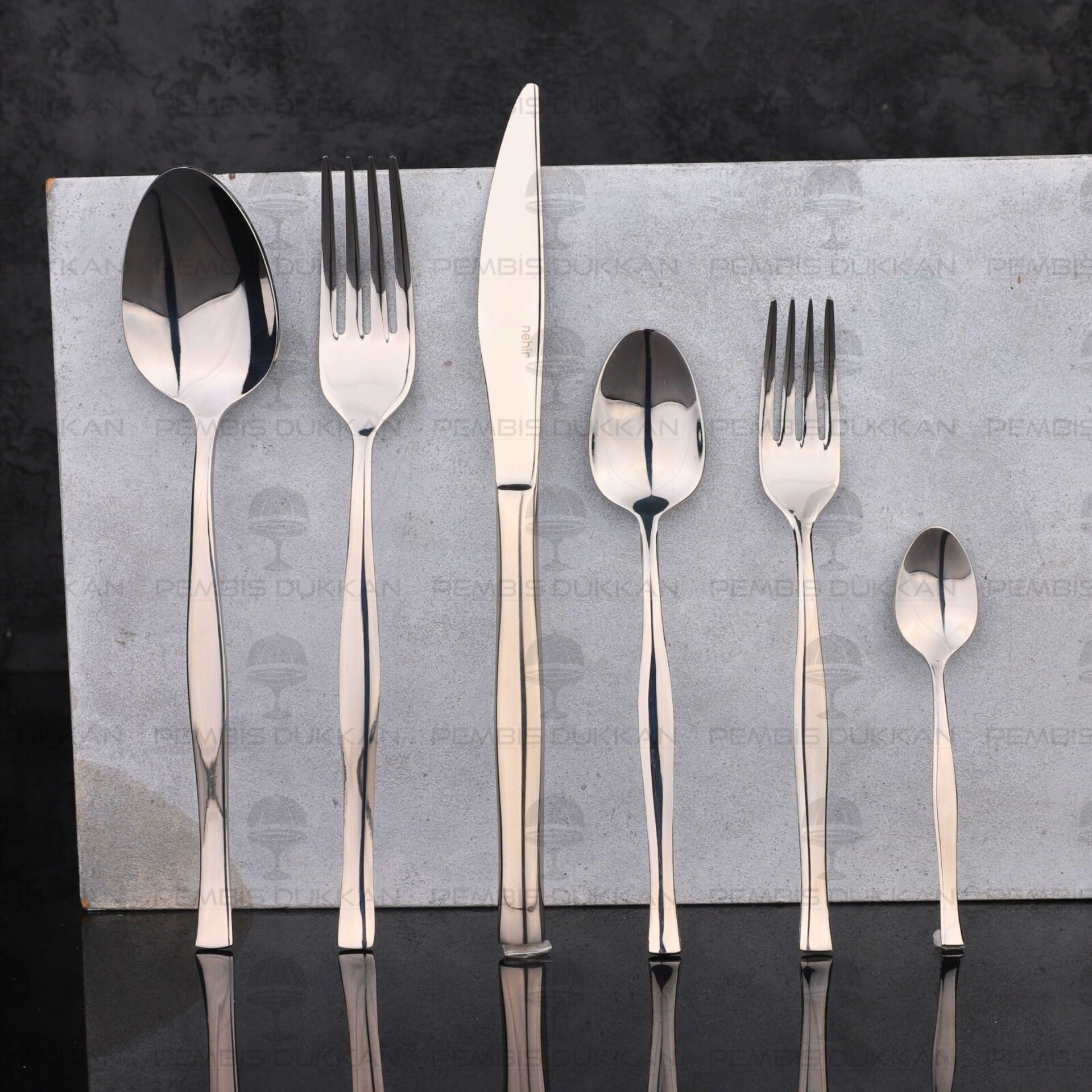 12 KİŞİLİK NEHİR ZARİF SADE 72 PARÇA PASLANMAZ ÇELİK ÇKB SET