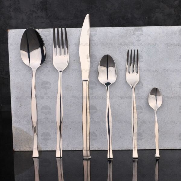 12 KİŞİLİK NEHİR ZARİF SADE 72 PARÇA PASLANMAZ ÇELİK ÇKB SET