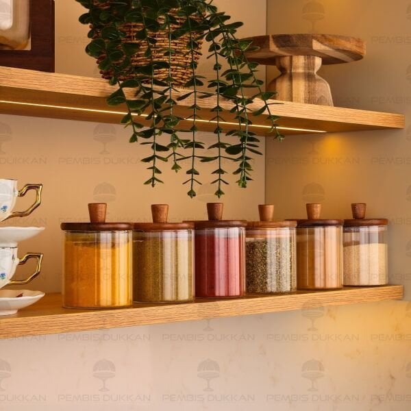 6LI VERONA 250ML AKASYA KAPAKLI BAHARATLIK KAVANOZ SET (BOR0111)