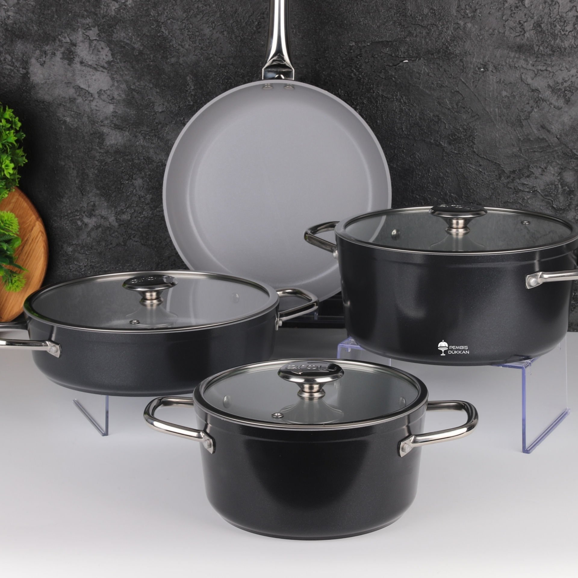 AROW CORNHİLL 7 PARÇA TENCERE SET SİYAH