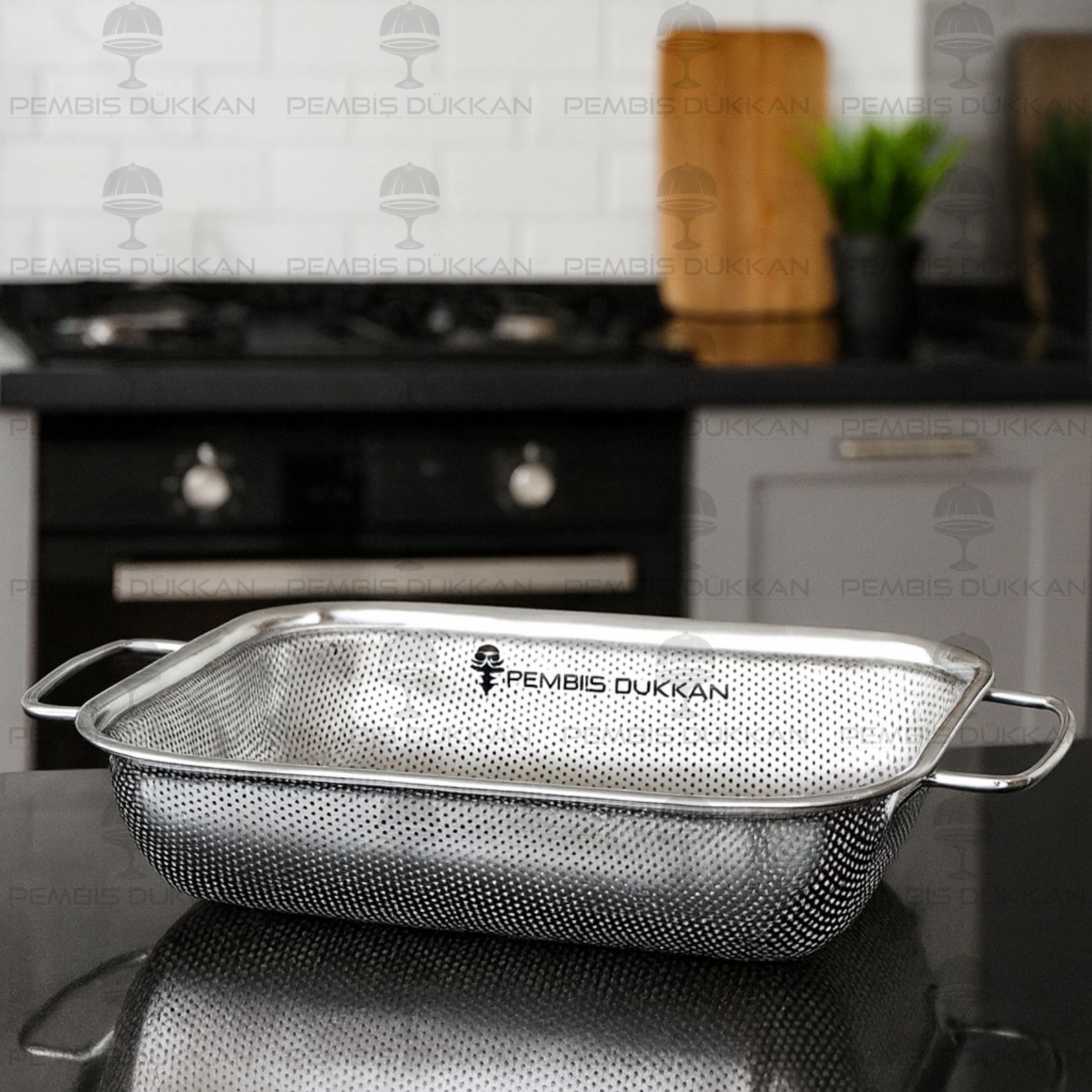 37CM DİKDÖRTGEN KULPLU, ÇELİK SÜZGEÇ (SZG376)