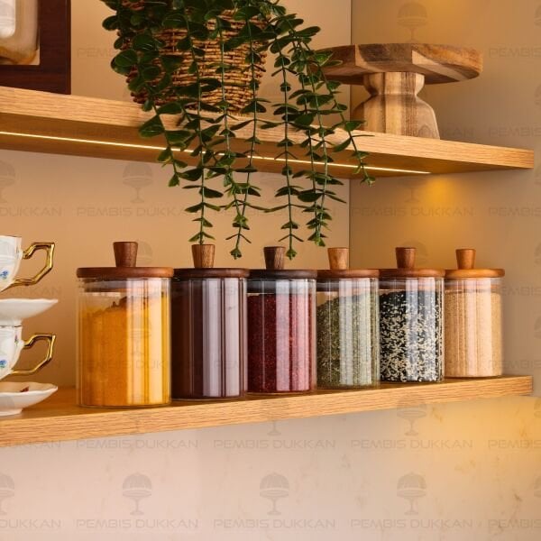 6LI VERONA 330ML AKASYA KAPAKLI BAHARATLIK KAVANOZ SET (BOR0112)