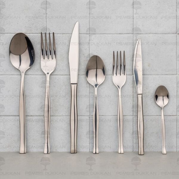 12 KİŞİLİK NEHİR ZARİF SADE 89 PARÇA PASLANMAZ ÇELİK ÇKB SET