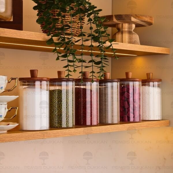 6LI VERONA 420ML AKASYA KAPAKLI BAHARATLIK KAVANOZ SET (BOR0113)