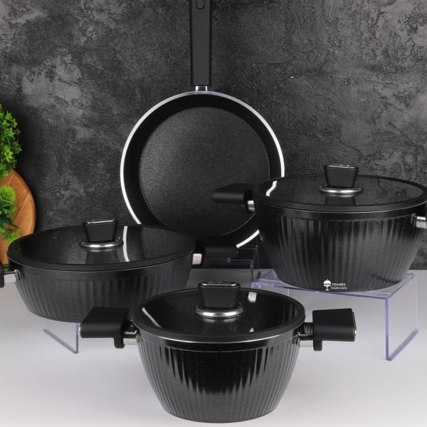 GİALLO 7 PARÇA TENCERE SET SİYAH