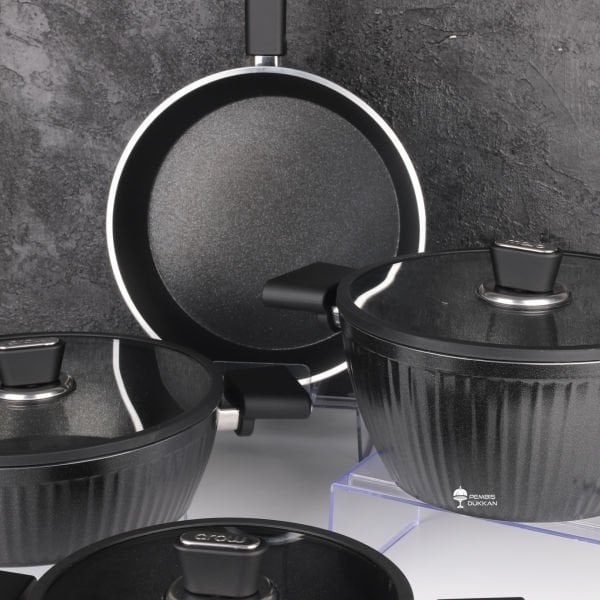 GİALLO 7 PARÇA TENCERE SET SİYAH