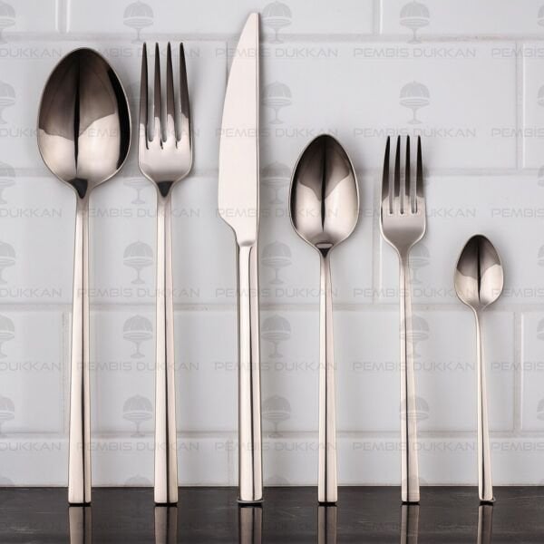 6 KİŞİLİK NEHİR DALYAN SADE 36 PARÇA PASLANMAZ ÇELİK ÇKB SET