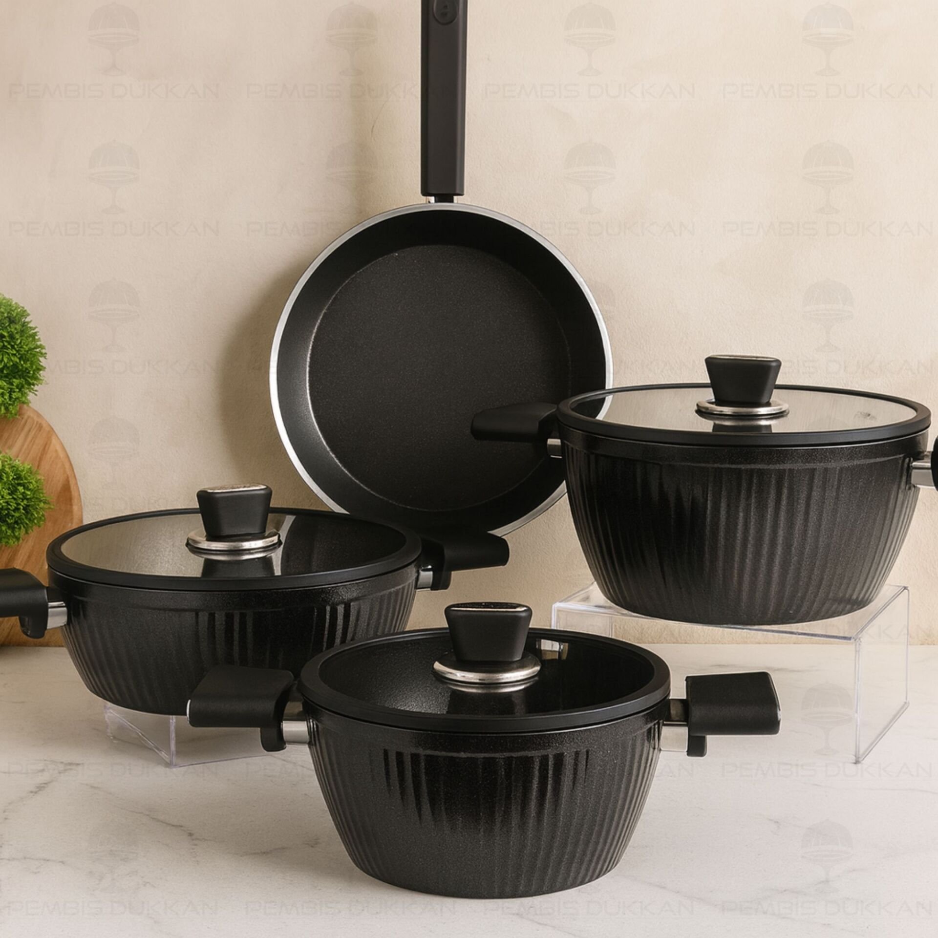 GİALLO 7 PARÇA TENCERE SET SİYAH