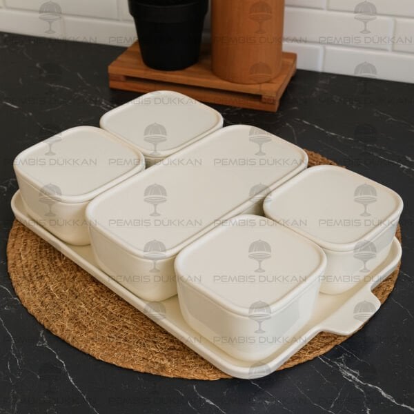 MN PORSELEN 6'LI KAPAKLI KAHVALTILIK