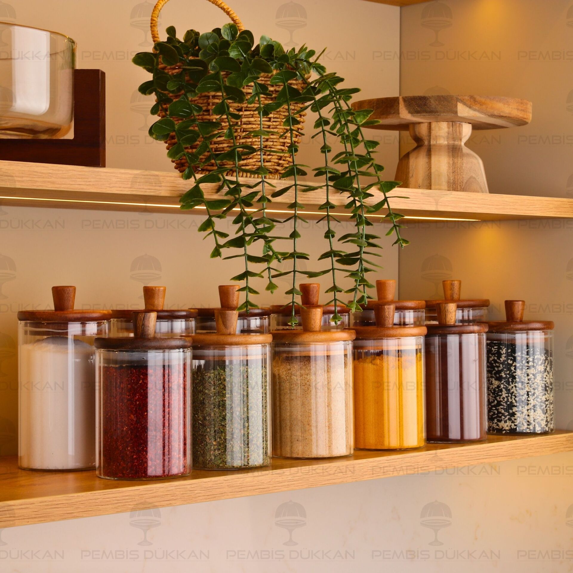 12Lİ VERONA AKASYA KAPAKLI BAHARATLIK KAVANOZ SET (BOR0112-0113)