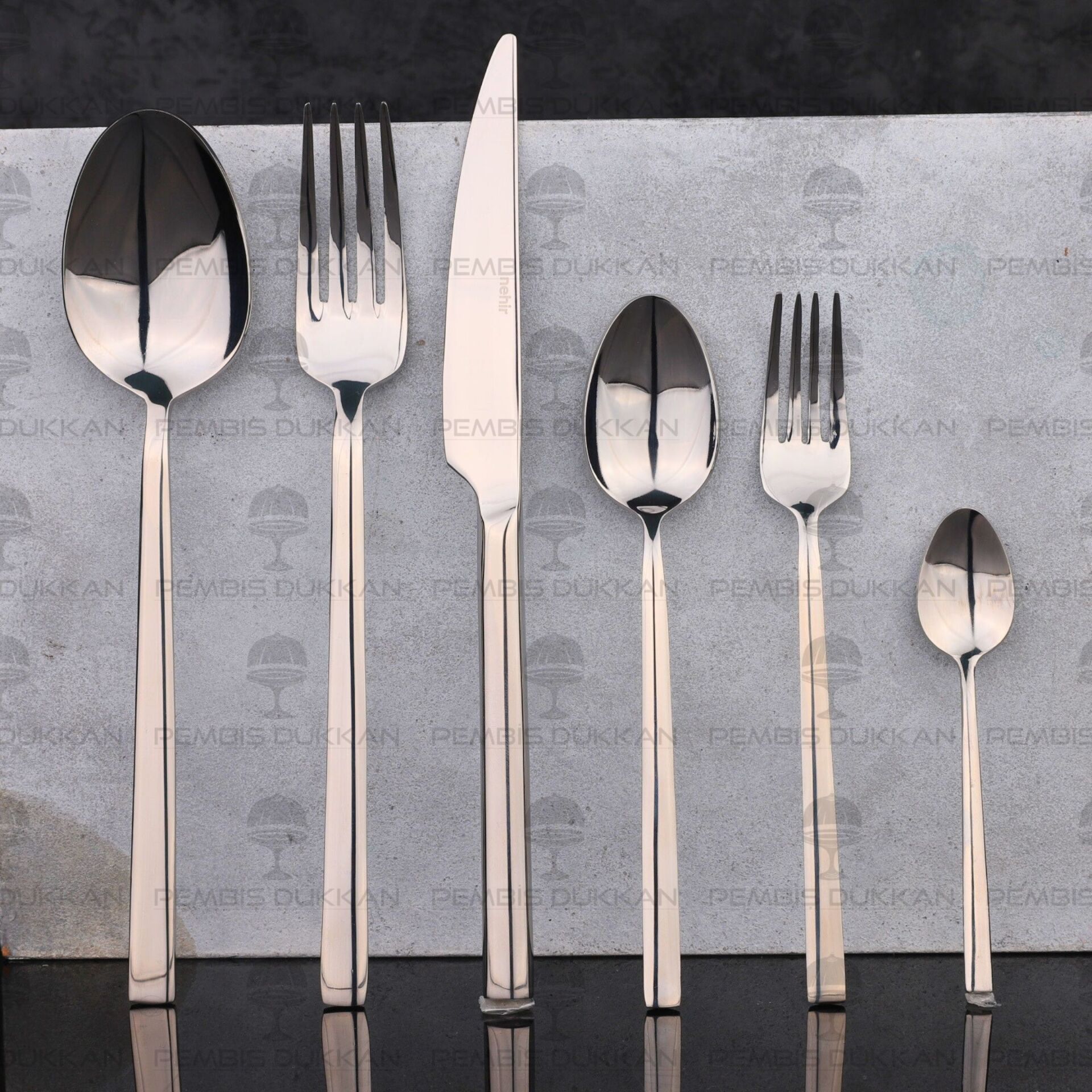 12 KİŞİLİK NEHİR DALYAN SADE 72 PARÇA PASLANMAZ ÇELİK ÇKB SET