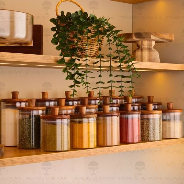 18Lİ VERONA AKASYA KAPAKLI BAHARATLIK KAVANOZ SET (BOR0111-0112-0113)