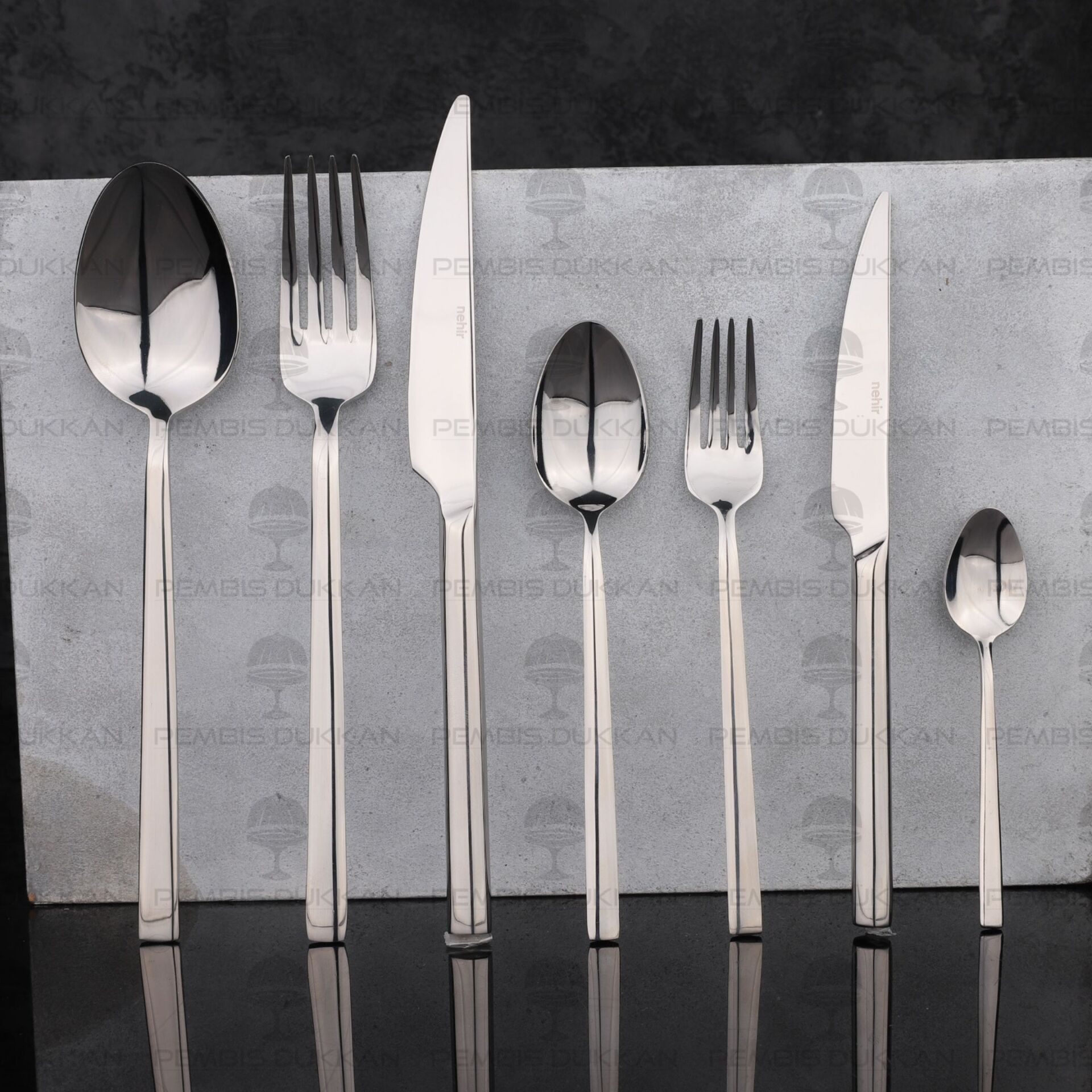 12 KİŞİLİK NEHİR DALYAN SADE 84 PARÇA PASLANMAZ ÇELİK ÇKB SET