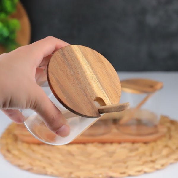 3LÜ KAŞIKLI AKASYA KAPAKLI BAHARATLIK SET