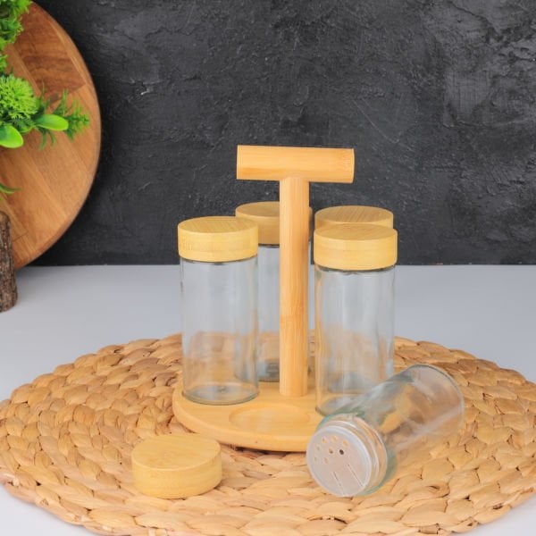 MN 5'Lİ BAMBU STANDLI BAHARATLIK