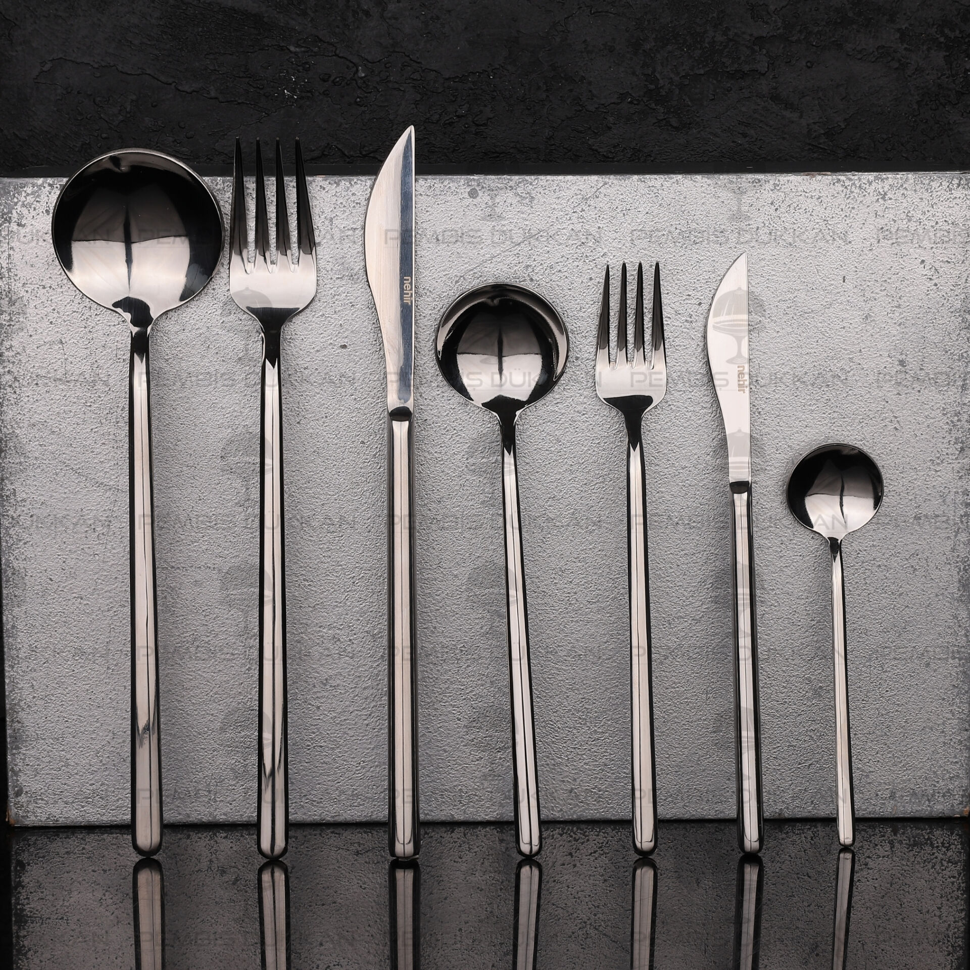 12 KİŞİLİK NEHİR SOFİA SADE 84 PARÇA PASLANMAZ ÇELİK ÇKB SET