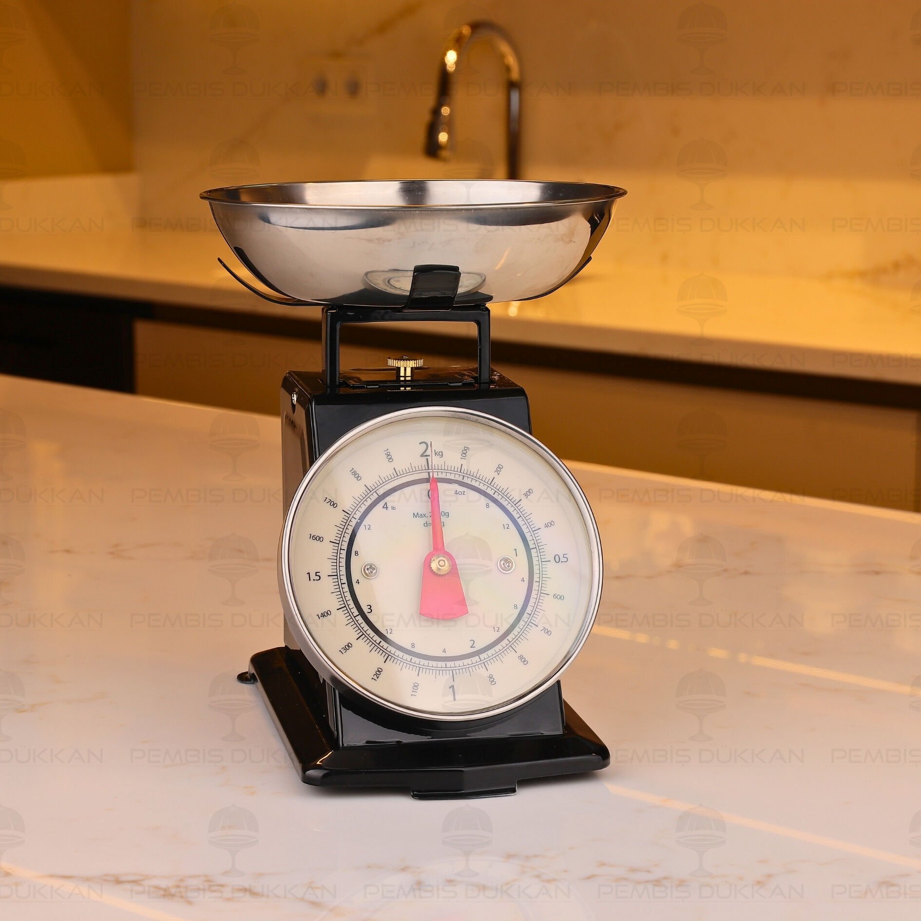 SİYAH GÜMÜŞ DETAYLI RETRO MUTFAK TERAZİSİ (1T01)