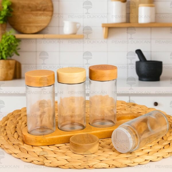 4LÜ 100ML AKASYA KAPAKLI MİNİ BAHARATLIK SET