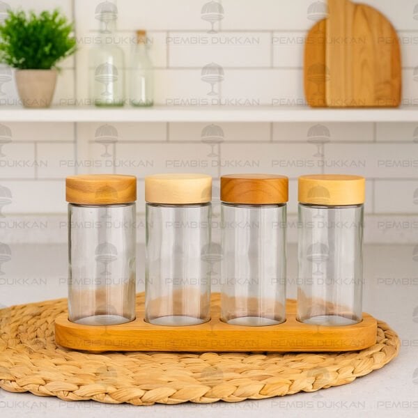 4LÜ 100ML AKASYA KAPAKLI MİNİ BAHARATLIK SET