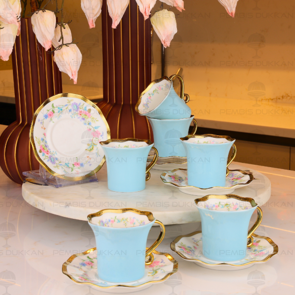 VIRGINIE MAVİ 6 KİŞİLİK KAHVE FİNCAN TAKIMI