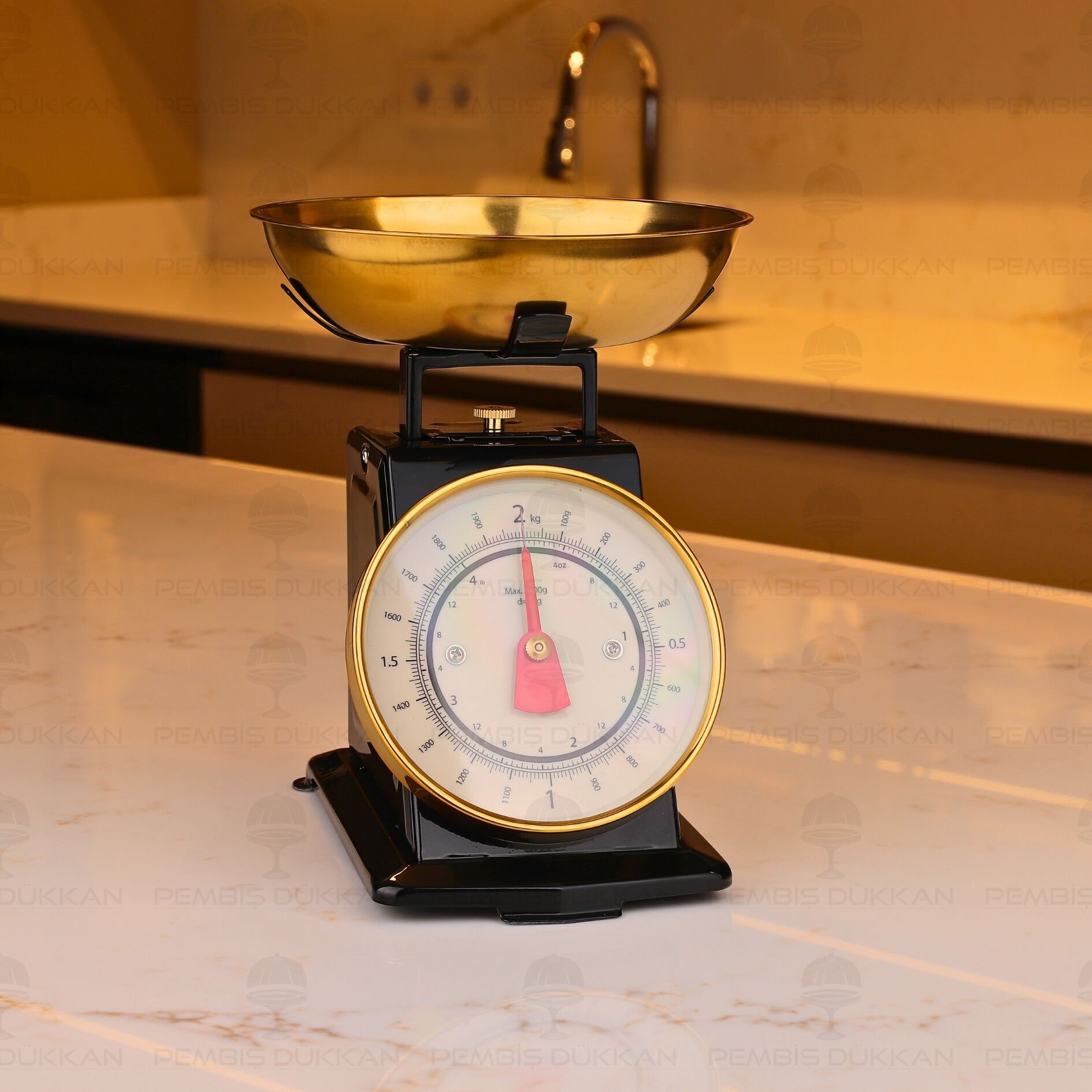 SİYAH GOLD DETAYLI RETRO MUTFAK TERAZİSİ (1T02)