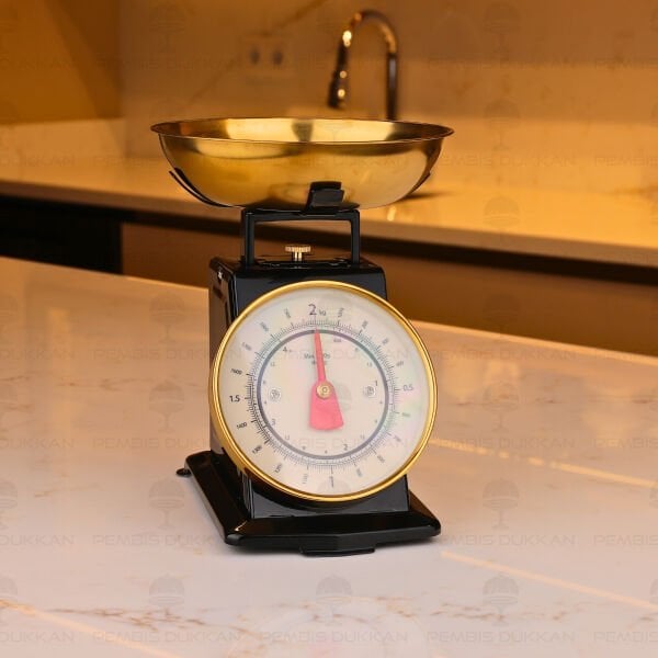 SİYAH GOLD DETAYLI RETRO MUTFAK TERAZİSİ (1T02)