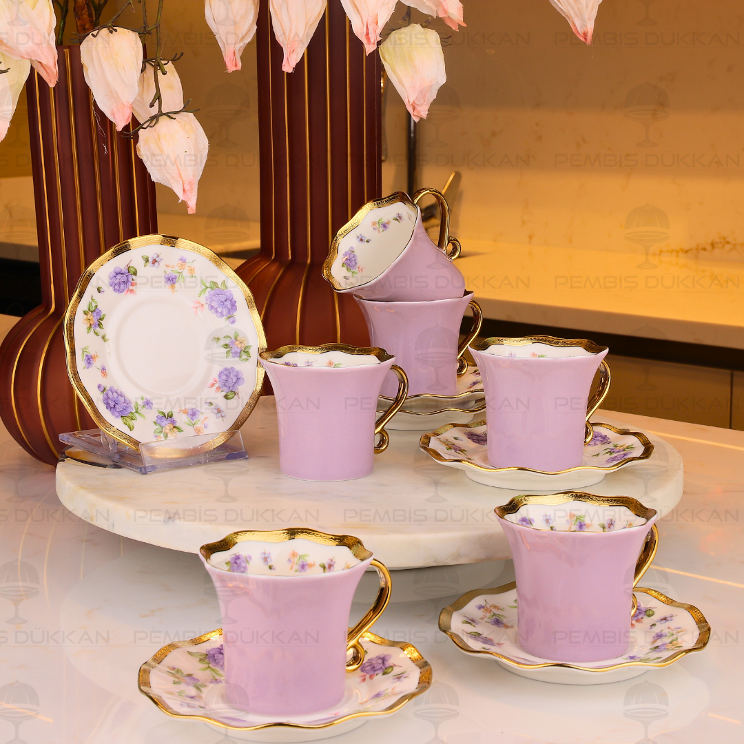 VIRGINIE MOR 6 KİŞİLİK KAHVE FİNCAN TAKIMI