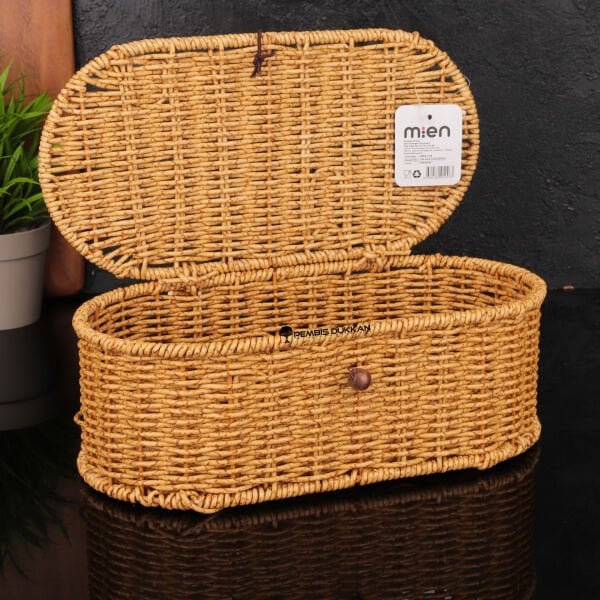 RATTAN OVAL KAPAKLI ORGANİZER KUTU (1189)