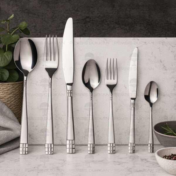 12 KİŞİLİK NEHİR DİDİM SADE 84 PARÇA PASLANMAZ ÇELİK ÇKB SET