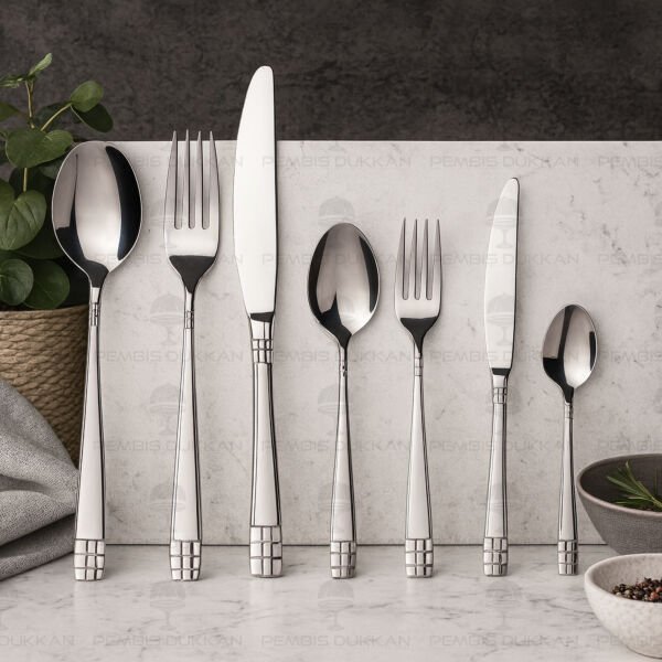 12 KİŞİLİK NEHİR DİDİM SADE 84 PARÇA PASLANMAZ ÇELİK ÇKB SET