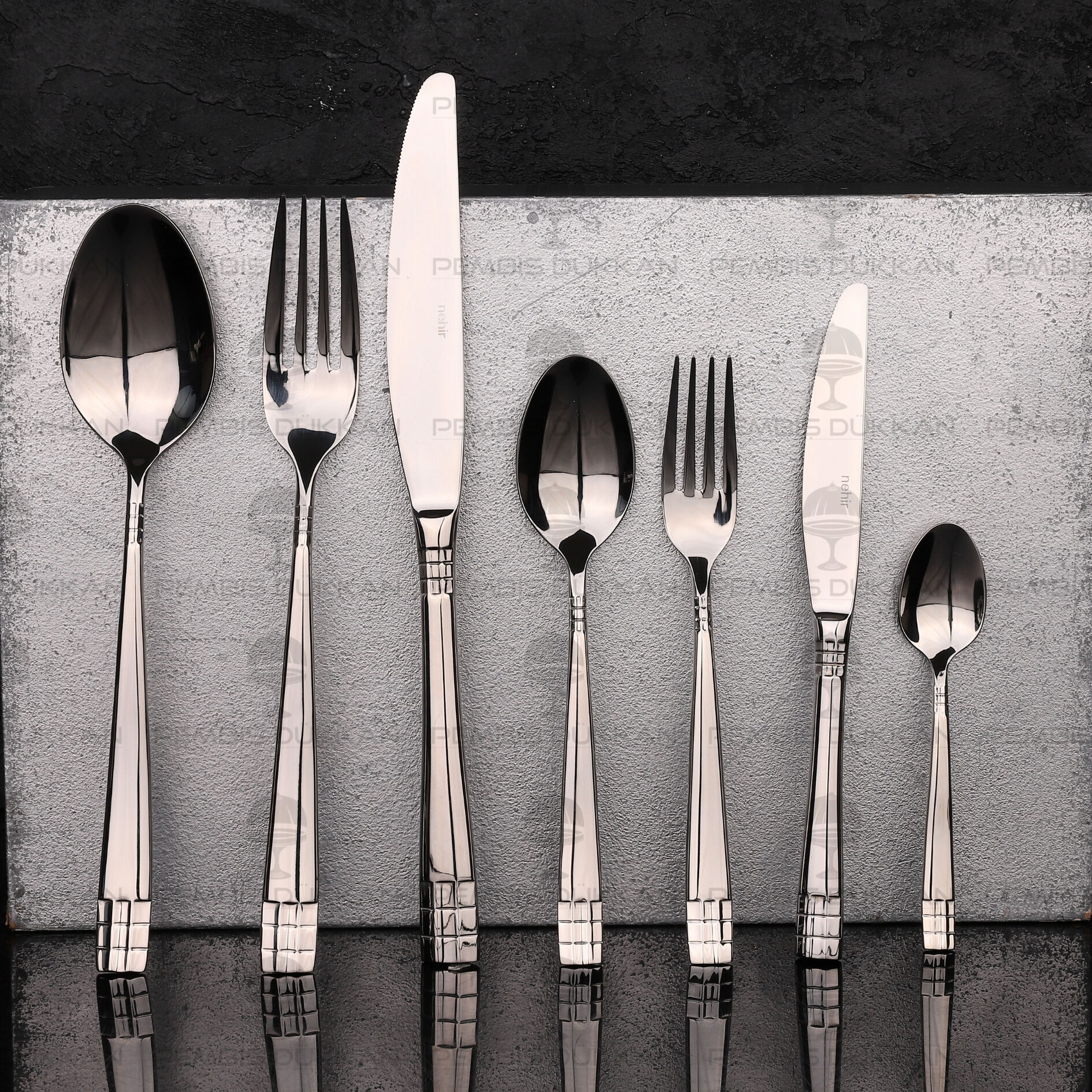 12 KİŞİLİK NEHİR DİDİM SADE 84 PARÇA PASLANMAZ ÇELİK ÇKB SET