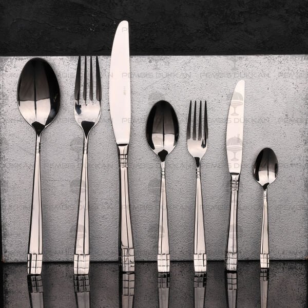 12 KİŞİLİK NEHİR DİDİM SADE 84 PARÇA PASLANMAZ ÇELİK ÇKB SET