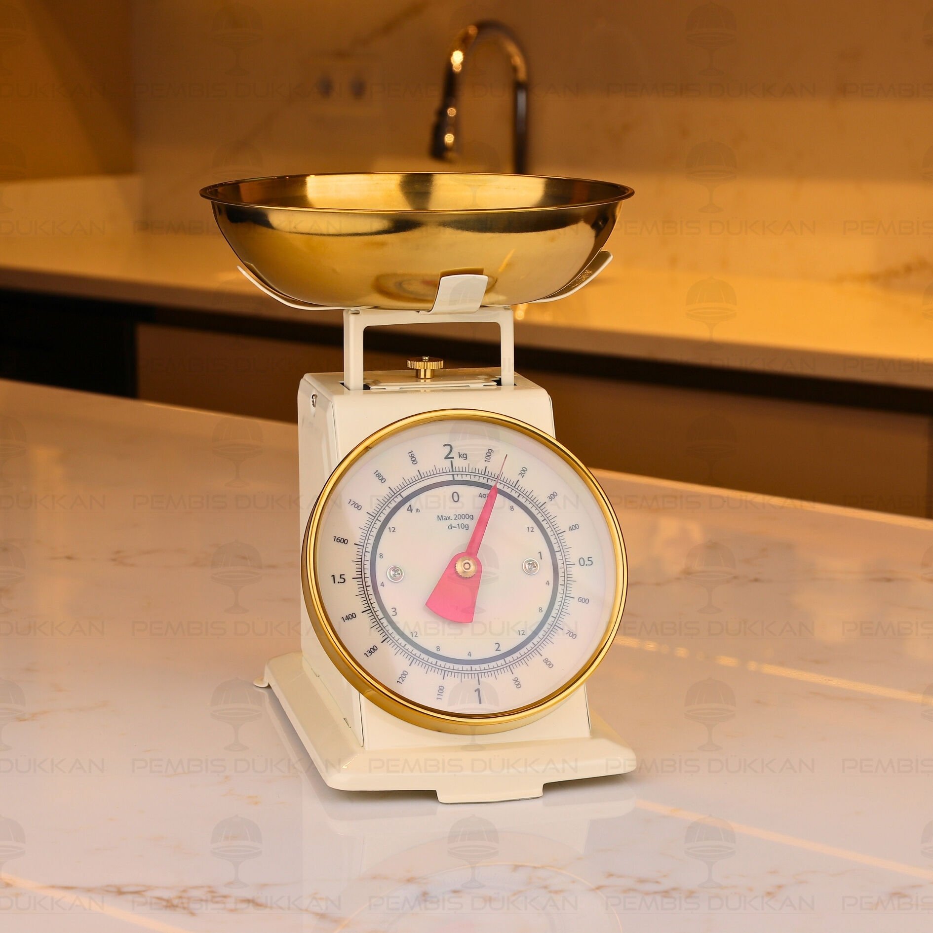 KREM GOLD DETAYLI RETRO MUTFAK TERAZİSİ (1T04)