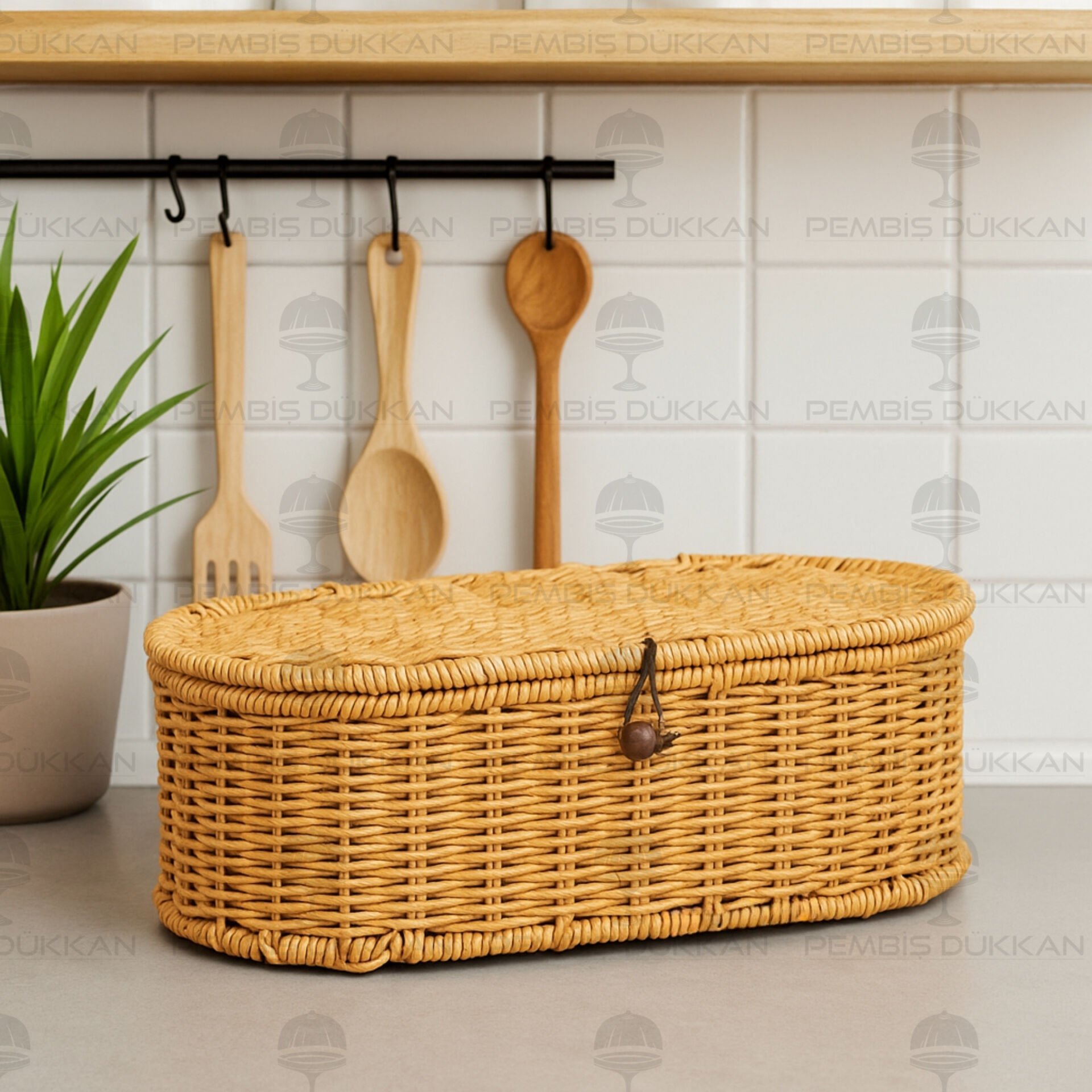 RATTAN OVAL KAPAKLI ORGANİZER KUTU (1189)