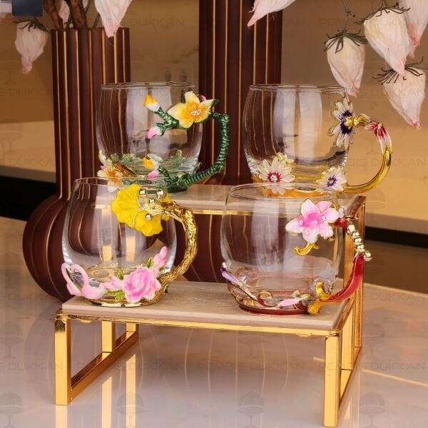 1 ADET ÇİÇEKLİ SARMAŞIK CAM KUPA (MODEL SEÇİNİZ)