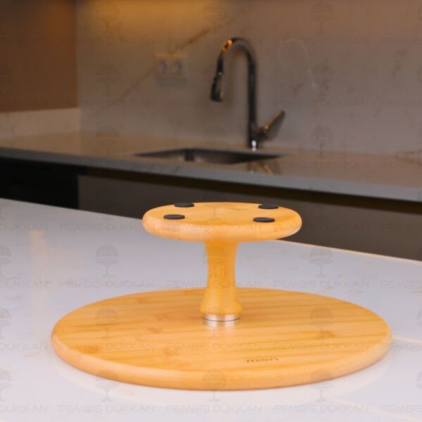 BAMBU 30CM AYAKLI DÖNER MEKANİZMALI PASTA STANDI (1567)