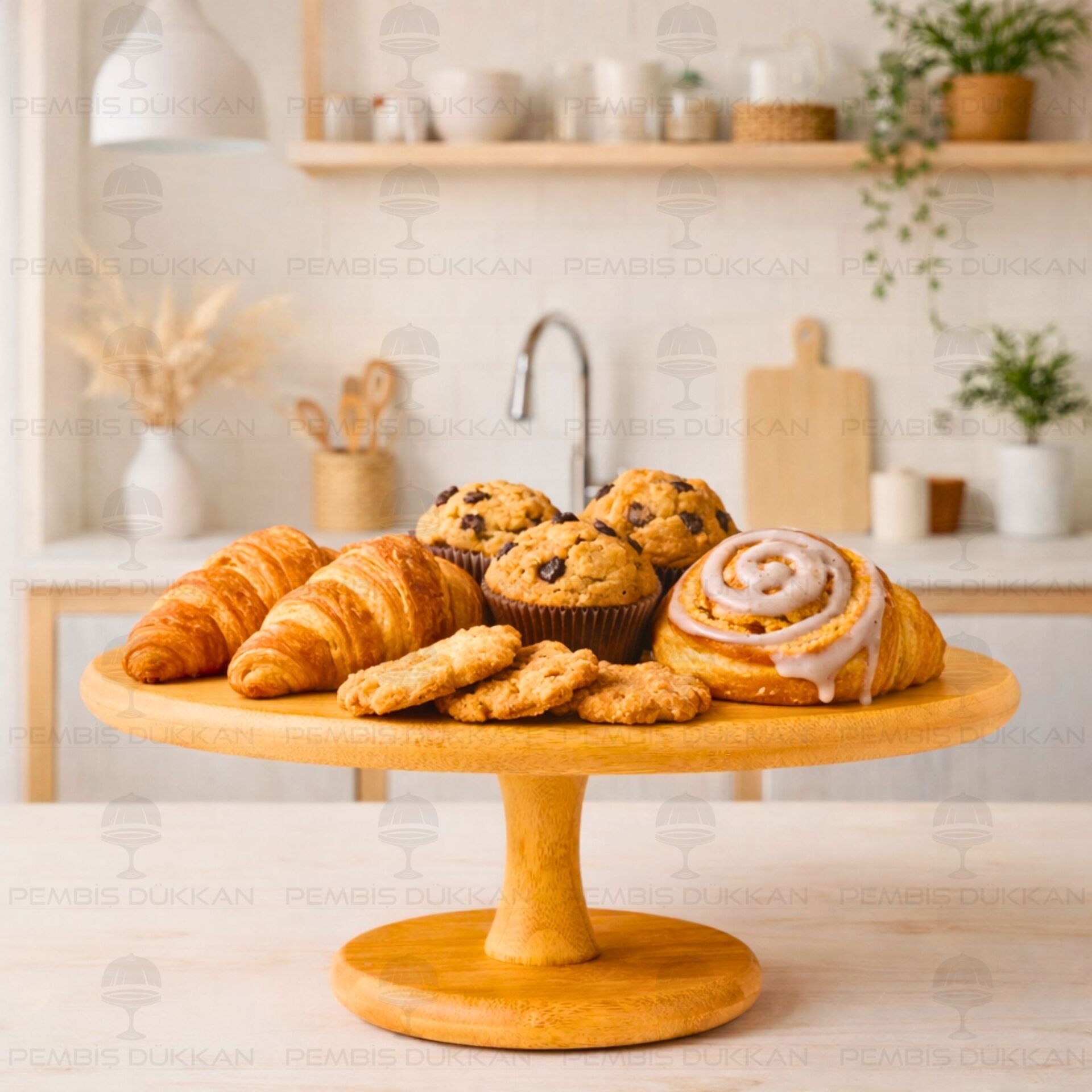 BAMBU 30CM AYAKLI DÖNER MEKANİZMALI PASTA STANDI (1567)