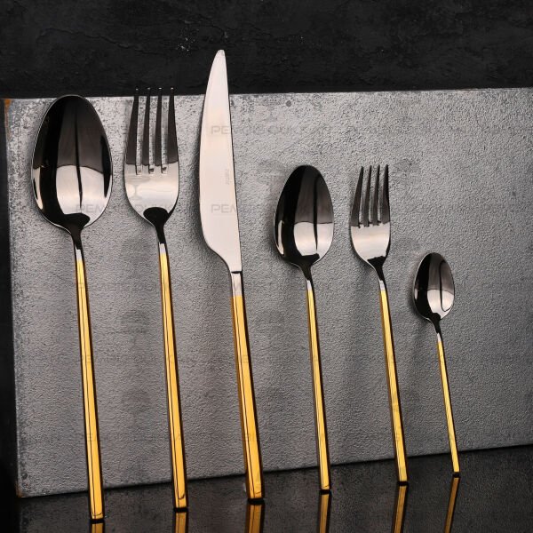 6 KİŞİLİK NEHİR GLORİA ALTIN 36 PARÇA PASLANMAZ ÇELİK ÇKB SET